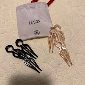 Black and Tan Hair Clips Set